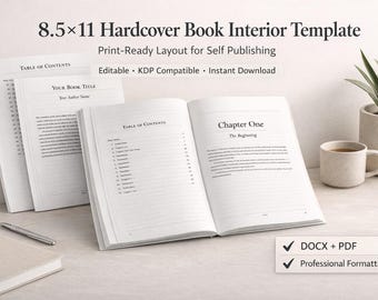 8.5x11 Hardcover Book Interior Template | KDP Print Ready (DOCX, PDF)