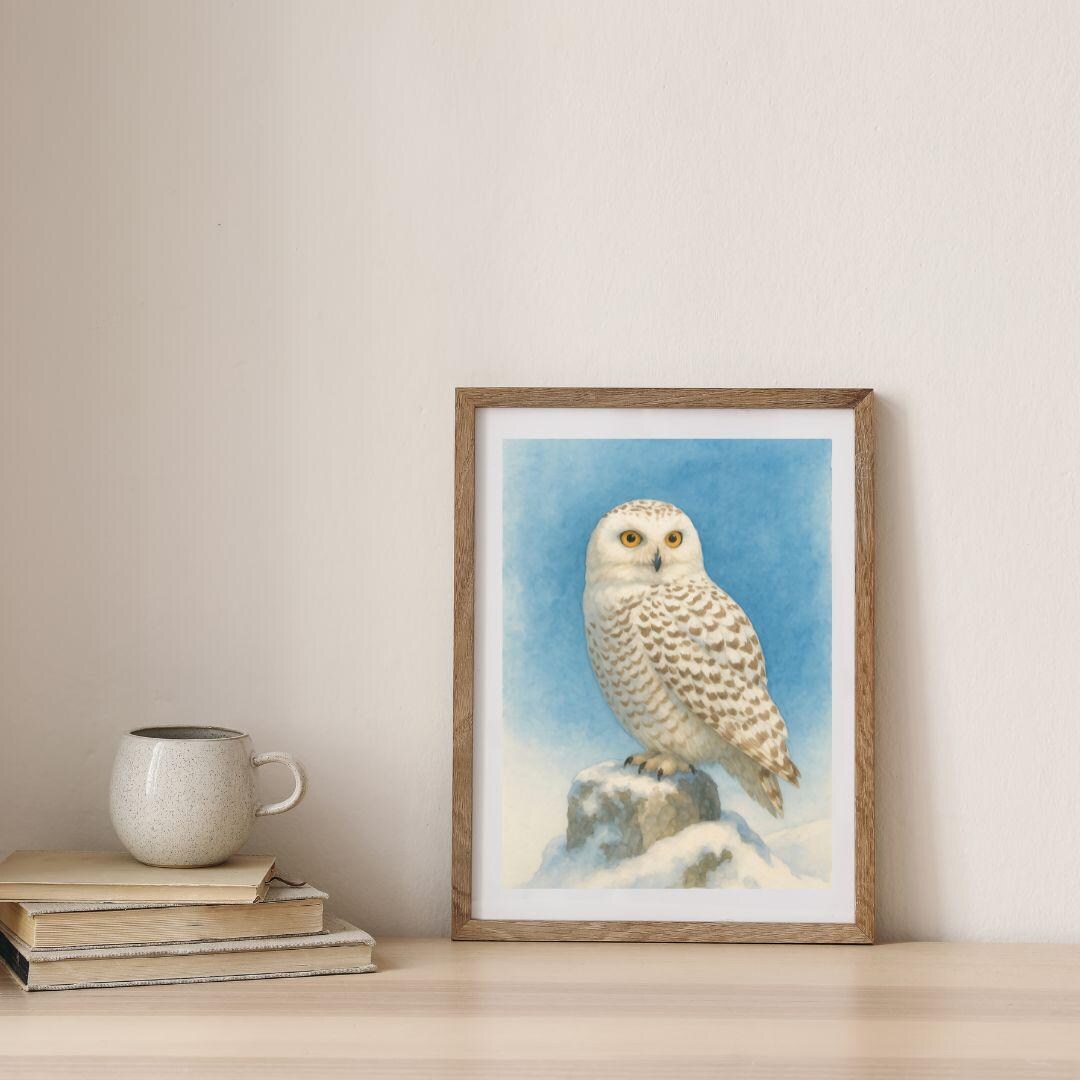 Snowy Owl Watercolor Print | Owl Wall Art | Arctic Wildlife Decor ...
