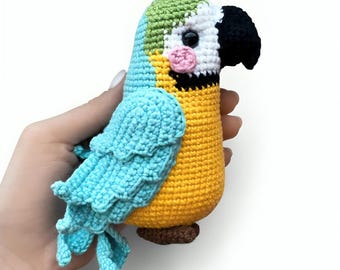 Crochet Parrot Pattern PDF, Amigurumi Macaw Bird Plushie Tutorial