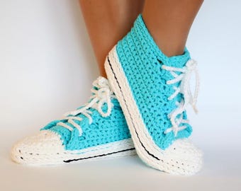 Crochet Sneaker Slippers Pattern for Adults – Sporty Converse-Style House Shoes PDF Tutorial – Easy Step-by-Step Crochet Pattern
