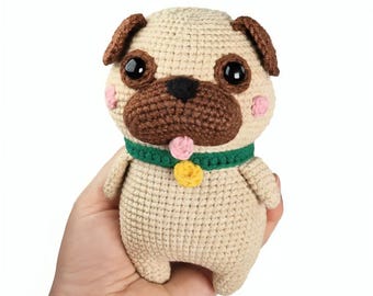 Amigurumi Pug Crochet Pattern – DIY Dog Plush Toy (PDF Download)