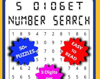 5-Digit Number Search Puzzle Book: Brain Games for Adults, Teens (Printable PDF)