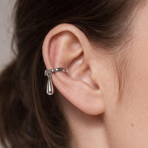 S925 Sterling Silver Liquid Metal Ear Cuff, No Piercing Textured Lava Earring, Sculptural Organic Ear Wrap, Minimalist Edgy Jewelry Gift
