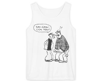 Vintage Comic Tank Top: 'Can I Lick You?' Funny Sailor Shirt