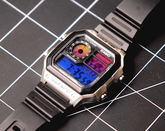 Vaporwave - Retro Casio Royale Watch Mod (AE-1200) digitaal horloge