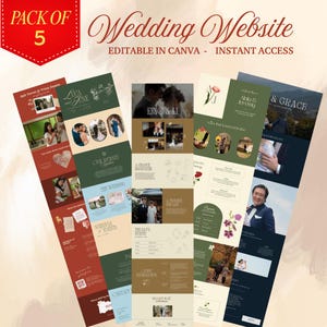5 Wedding Website Templates Bundle | Canva Templates | Digital Download | Easy Edit | Instant Download