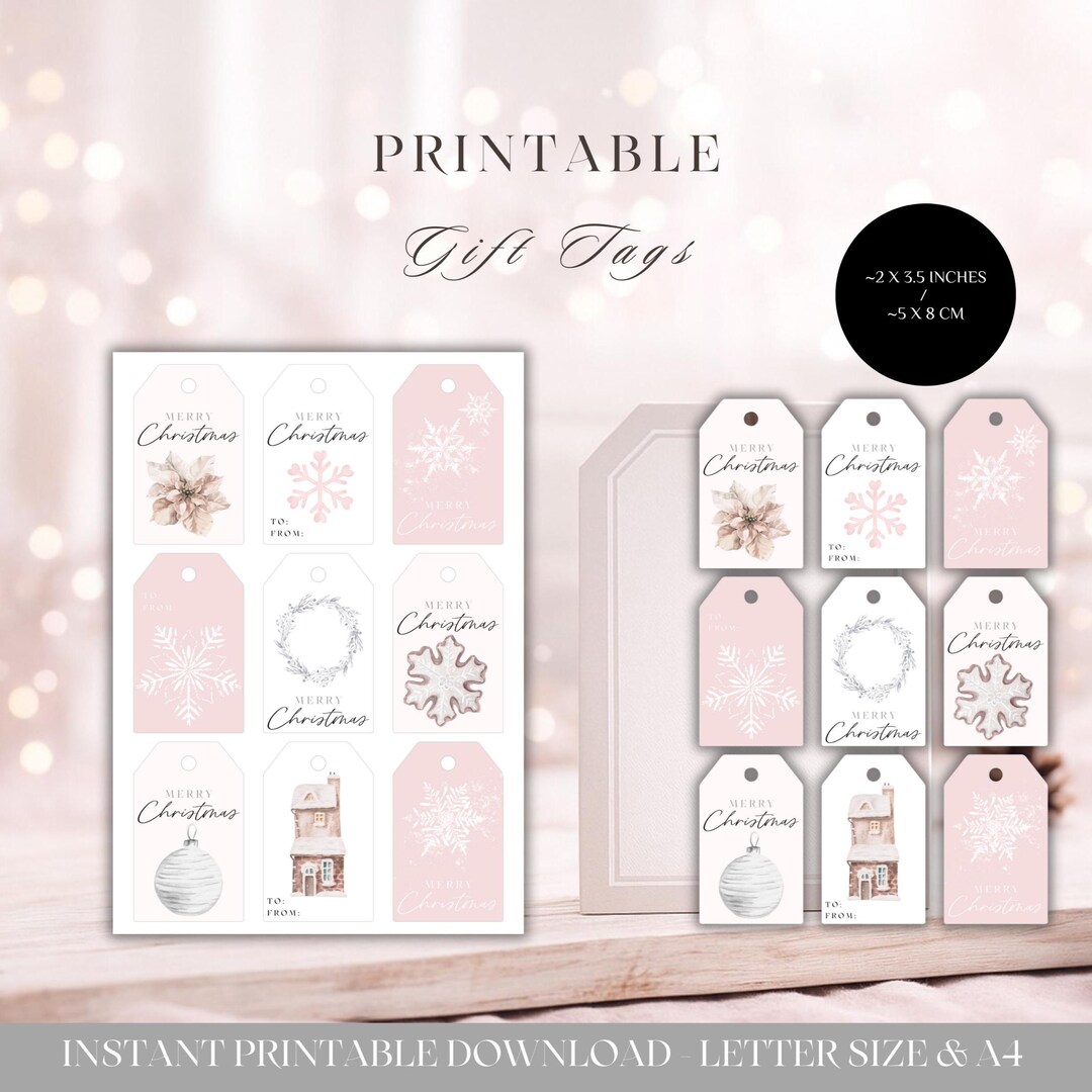 Printable Christmas Gift Tags | Pink Snowflake Gift Tags | Winter House ...