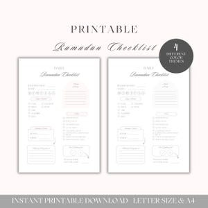Ramadan Tracker Printable | Undated Islamic Planner | Daily Prayer + Dhikr Journal | Hadith of the Day | 4 Color Themes | A4 + US Letter