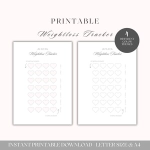 26-Week Weight Loss Tracker Printable | Undated Fitness Planner | Weekly Progress Journal | KG and LBS | 4 Color Themes | A4 & US Letter