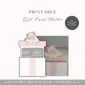 Printable Gift Card Holder | Teddy in Basket | Cute Pastel Gift Envelope | Standard Gift Card Size | A4 & US Letter | Digital Download