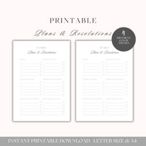 New Year’s Resolutions Planner | Printable Goal Setting Sheet | Habits, Learning, Career, Money, Health and Personal Growth | A4 & US Letter
