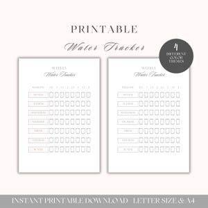 Weekly Water Intake Tracker Printable | Undated Hydration Log | 4L Daily Goal | Weekly Challenge | A4 & US Letter