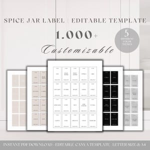 Peut inclure: Modèle d'étiquettes pour pots d'épices avec plus de 1 000 étiquettes personnalisables. Le design comprend cinq thèmes de couleurs différents. Le texte sur les étiquettes est clair et facile à lire. Téléchargement PDF instantané.