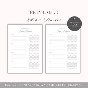 Monthly Habit Tracker Printable | Track Daily Habits and Routines for 4 Weeks | 4 Color Themes | A4 & US Letter image 1