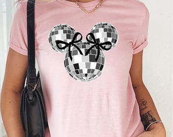 Mickey Mouse Disco Ball Baby Tee Disney Mouse Ears Coquette Bow Comfort Colors® Tank Top Retro Mickey Mouse Tank Disney Girls Trip Crop Top