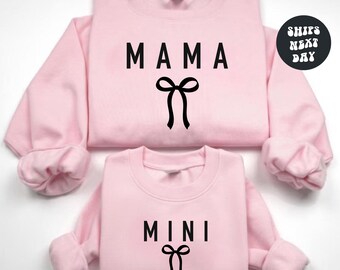 Maman et mini chemises assorties maman fille tenue Coquette noeud maman chemise mère bébé t-shirt nouvelle maman cadeau Coquette maman sweat cadeau pour maman