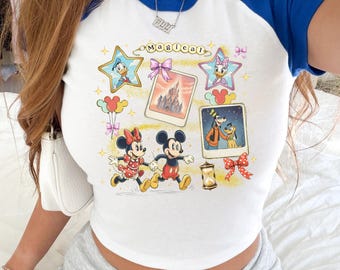Disney Baby Tee Minnie And Daisy Baby Tee Disney Girls Trip Crop Top Y2K Disney Cropped Tank Top Disneyland Coquette Heart Locket Baby Tee
