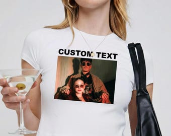 T-shirt photo personnalisé pour bébé Débardeur court personnalisé Photo personnalisée Top court pour couples Votre chemise photo Photo de famille avec logo Image court T-shirt bébé