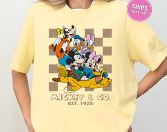 Disney Mickey and Friends Shirt Disney Checkered Sweatshirt Mickey and Co 1928 Shirt Retro Disney Vacation Shirt Matching Disney Trip Shirts