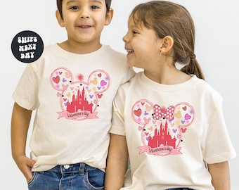 Disney Valentine's Day Shirt Mickey Minnie Happiest Place On Earth Castle Sweatshirt Disney Lovers Shirt Disney Valentine's Day Kids Shirt