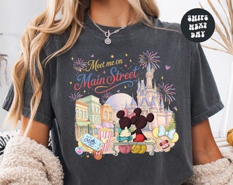 Retro Disney World Shirt Main Street Theme Park Shirt Meet Me On Main Street Comfort Colors® Shirt Mickey And Friends Disney Trip 2026 Shirt