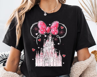 Chemise Château Disney rose T-shirt Château Disney aquarelle rose Cadeau fête des Mères Sweat femme Disney T-shirt rose maman Disney