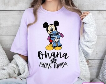 Disney Shirt Ohana Means Family Mickey and Stitch Comfort Colors® Shirt Ohana Shirt Matching Family Disney Lilo And Stitch Mickey Sweatshirt