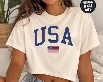 Camiseta holgada Comfort Colors® con la bandera de EE. UU., top corto del 250 aniversario de EE. UU., camiseta para bebé del 4 de julio, Y2K, camiseta corta del Día de la Independencia, camiseta sin mangas con la bandera de EE. UU.