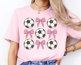 Coquette Soccer Shirt Soccer Mom T-Shirt Soccer Ball Tee Soccer Bow Tshirt Soccer Shirts For Girls Soccer Team Shirt Girls Soccer Tees Bows