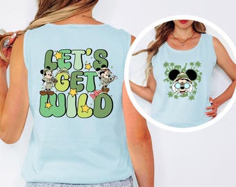 Disney Safari Débardeur Comfort Colors® Mickeys Safari T-shirt carré Let's Get Wild Animal Kingdom T-shirt bébé femme Disney Safari Mode