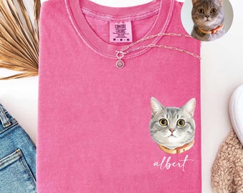 Custom Pet Comfort Colors® Shirt Pet Photo And Name Personalized Pet Portrait Shirt Custom Dog Cat Graphic Tee Pet Lover Gift Dog Mom Shirt