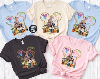 Camisetas personalizadas para viajes a Disney, camiseta con orejas de ratón y castillo, camisetas personalizadas para viajes a Disney 2026, camisetas con nombre personalizado, camisetas familiares de Disney Magic Kingdom
