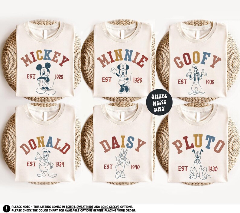 a set of six mickey mouse shirts