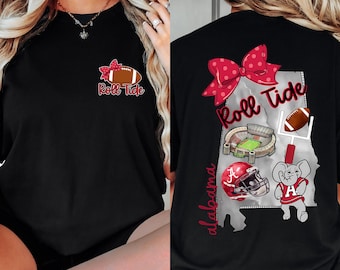 Alabama Football Shirt Game Day Shirt Alabama Fan Gift Roll Tide Football Sweatshirt Football Elephant Mascot Game Day Coquette Football Tee