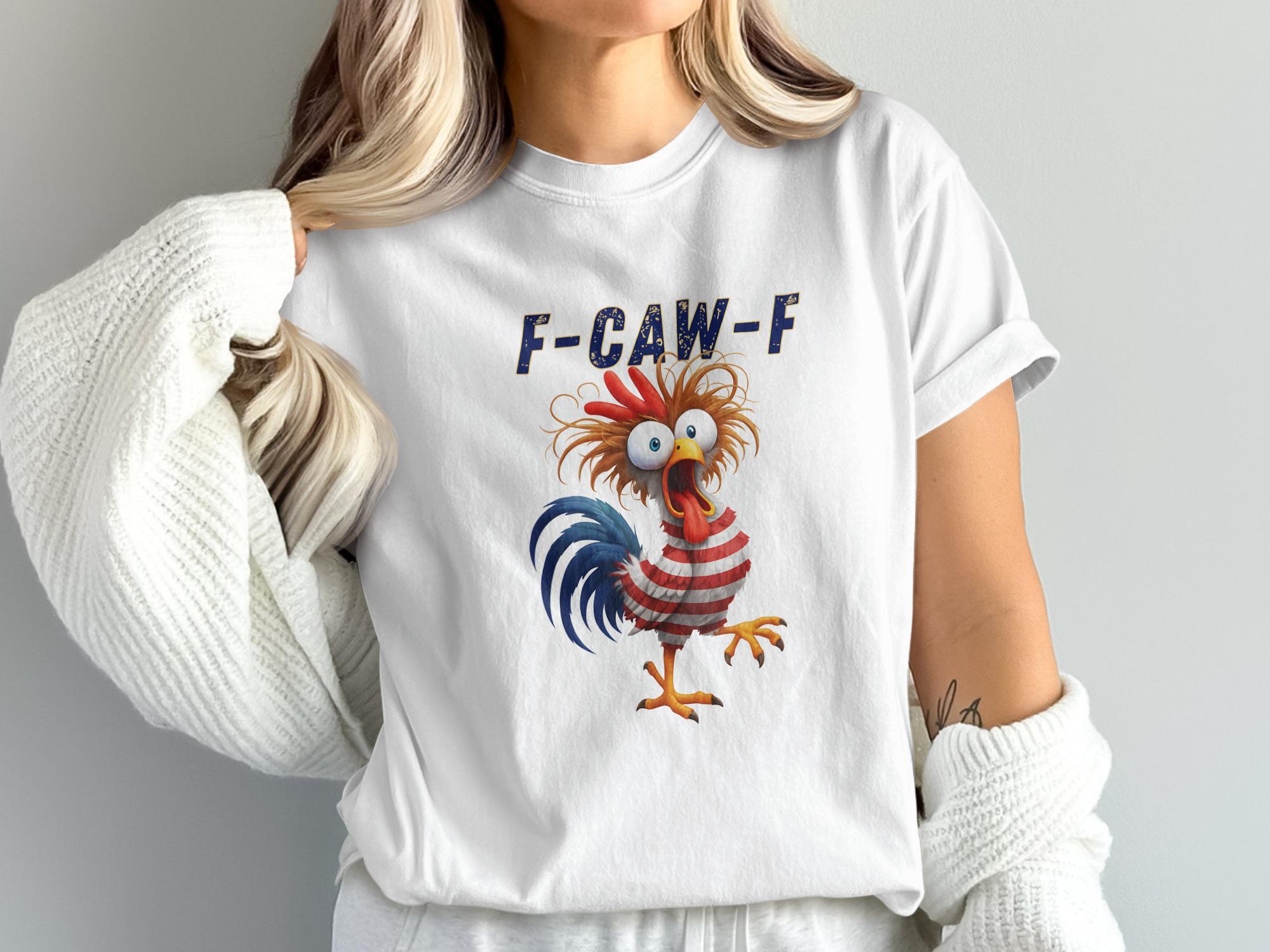 thumbnail image 2 of Black F-Caw-F T Shirts, Crew Neck Casual F-Caw-F Rooster Shirt 2 of 12