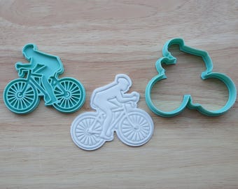 Stampino per biscotti a forma di ciclista, file STL per stampa 3D, tema gara ciclistica (download digitale)