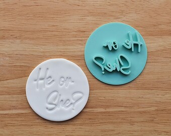He or She Cookie Cutter STL | Baby Shower, Gender Reveal (Digital Download)