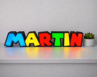 Lampe LED prénom personnalisée thème « Super Mario »
