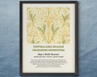 Lily of the Valley May Birth Flower Print, Scripture Wall Art