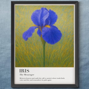 Iris Tarot Reading Birth Flower Print, February Cottagecore Wall Art