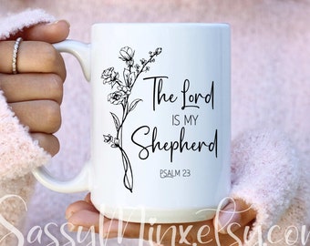 Christian Merch, Psalm 23 The Lord Is My Shepherd, Everyday Ceramic Coffee Mug Perfect For Bible Study or Gifting to Church Friends, Paster