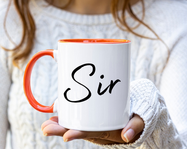 Dominant Git Idea, Sir Gift Mug, Dominant Coffee Cup, Premium Quality Ceramic Two Tone Coffee Mug, Great Gift For Alpha Male Orange