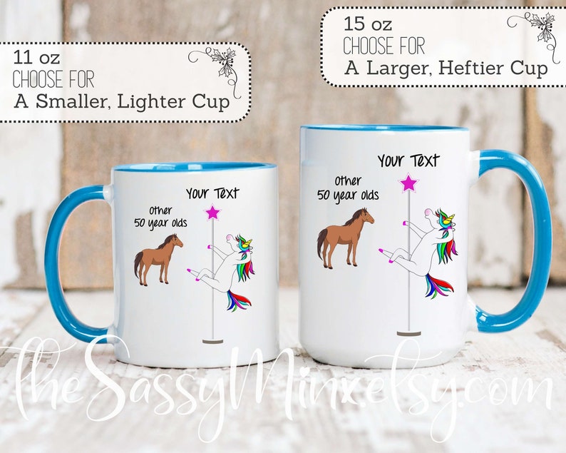 50th Birthday Gift Mug For Women, Personalized Other 50 Year Olds You, Funny Custom Gift For Your Best Friend, Mother, Daughter, Neice, Aunt Blue Accent