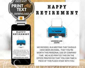 Happy Retirement Card For Coworker or Boss, Funny Farewell Digital Printable Greeting Card With Office Humor Includes Printable Envelope