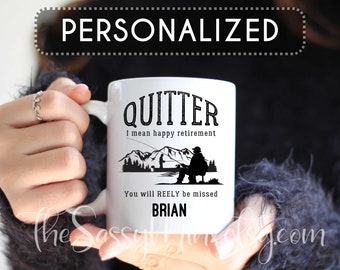 Personalized Retirement Gift For Men, Quitter Coworker Retirement or Farewell Gift Mug, Funny Happy Retirement Gift For Him Finally Retired