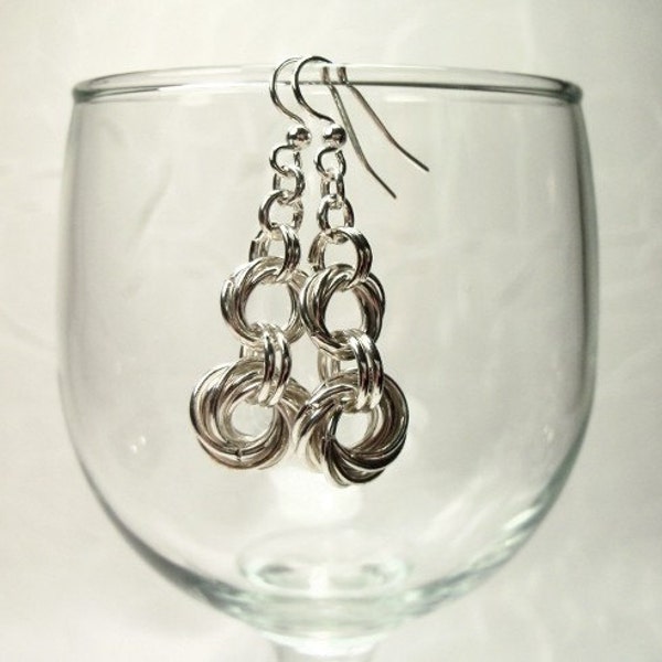 Feeling Knotty  Silver Plated Knotted Chainmaille Earrings