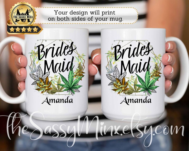 Personalized Marijuana Wedding Party Gift Cannabis Lover, Weed Wedding Themed Gift For Your Bridesmaids, Maid of Honor, Best Man & Groomsman image 3