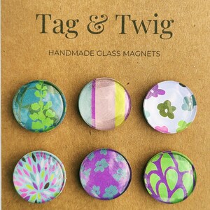 Handgemaakte bloemenglasmagneten: kleurrijk keukenkoelkastdecor, set van 6 inch