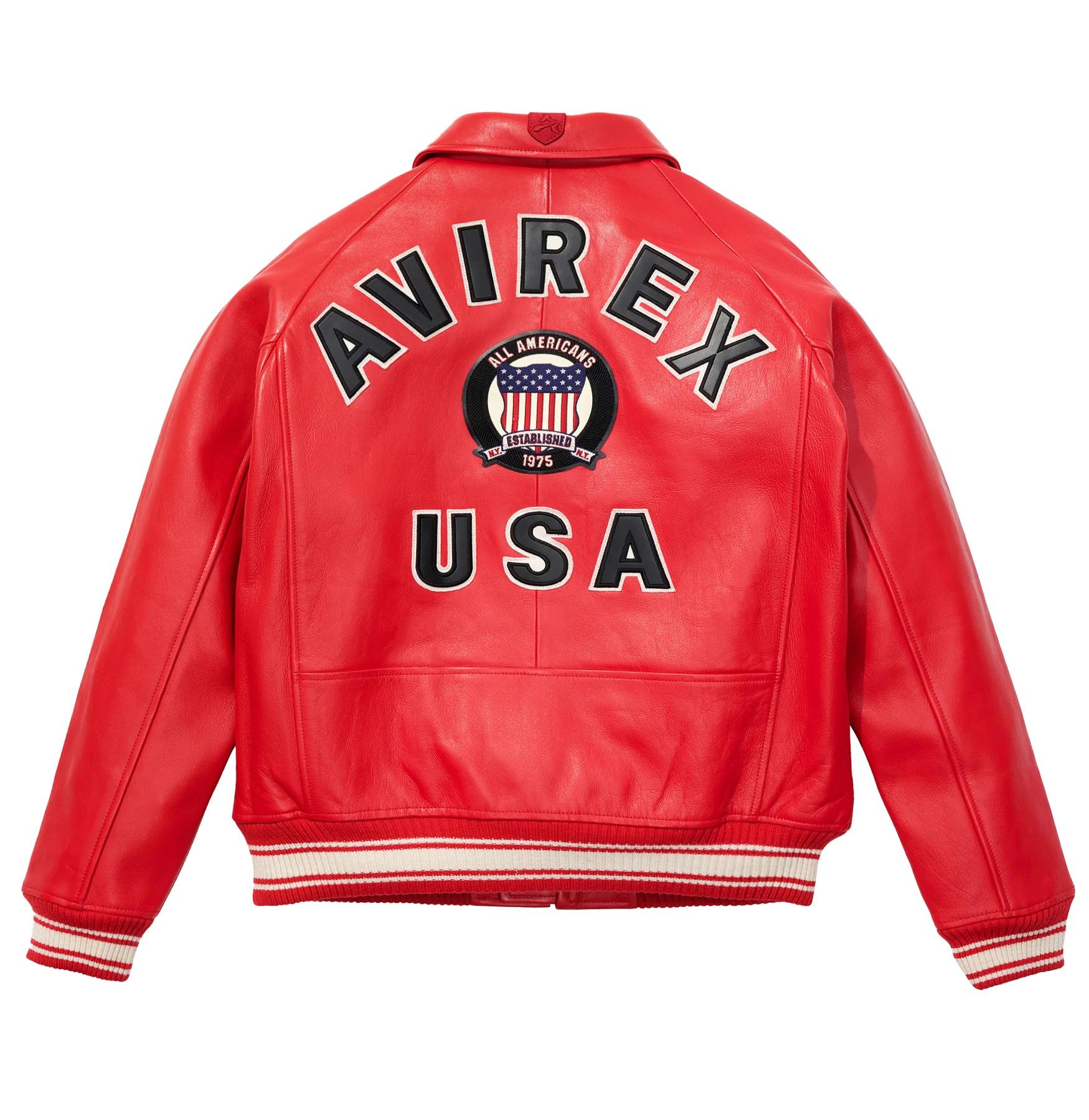ス*ー様 AVIREX USA レザージャケット ボンバー Men's Avirex USA Leather Jacket, Vintage Bomber Style, Varsity