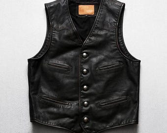 Handmade Genuine Leather Vest, Vintage Real Leather Vest for Men, Custom Leather Vest, Western Leather Vest, Leather Vest, Gift For Him